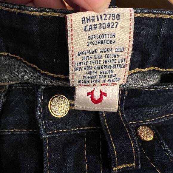 EUC Women's True Relgion Becky Bootcut Jeans Swarovski Crystal Buttons Size 28 - Picture 8 of 9